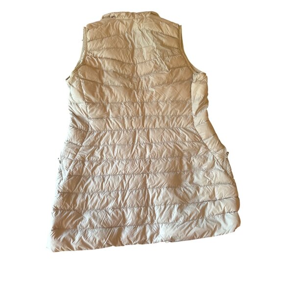 Lands End Tan Quilted Puffer Vest Medium M 10-12 Lightweight Outerwear Pockets - Picture 4 of 4